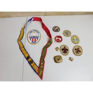 Vintage Boy Scout Merit Badges Patches Pins Neckerchief Slide Crime Prevention